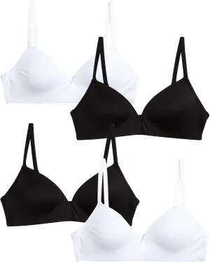 Danskin Girls' Wireless Molded Cup BraTraining Bra, 4 Pack