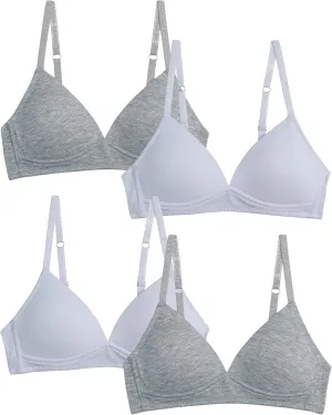 Danskin Girls' Wireless Molded Cup BraTraining Bra, 4 Pack