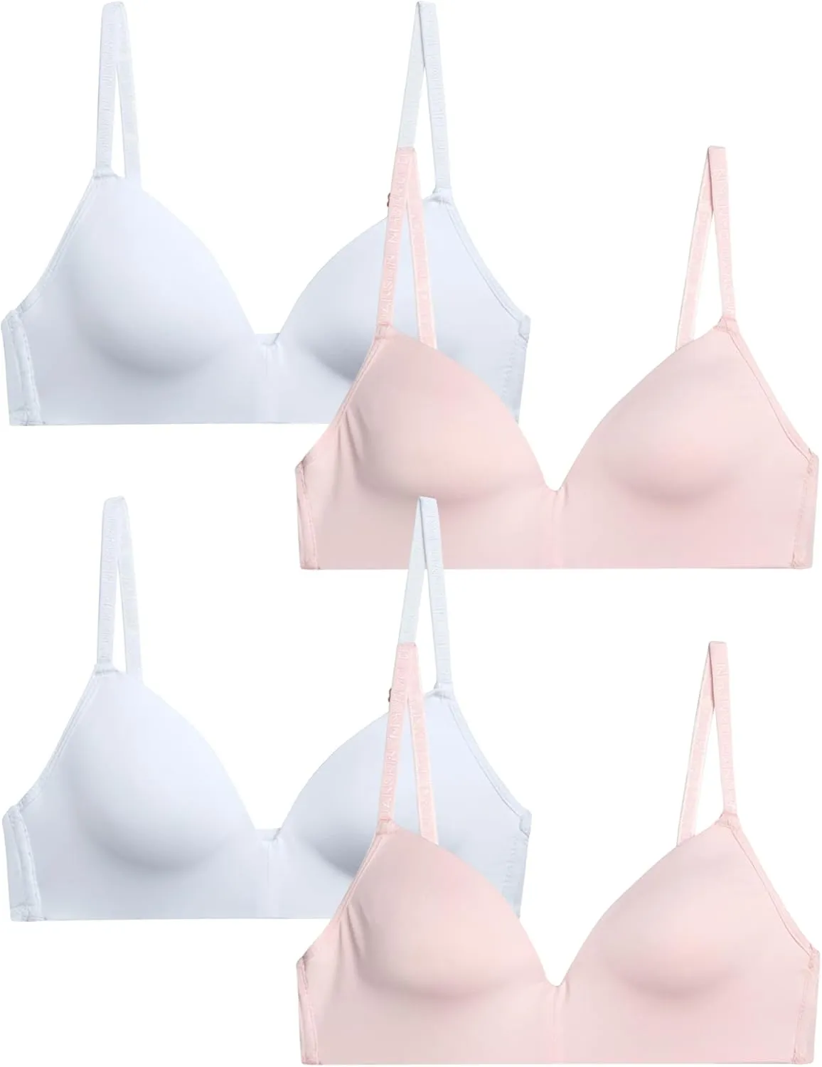 Danskin Girls' Wireless Molded Cup BraTraining Bra, 4 Pack