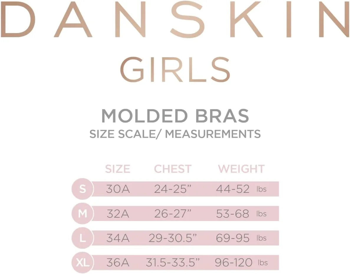 Danskin Girls' Wireless Molded Cup BraTraining Bra, 4 Pack