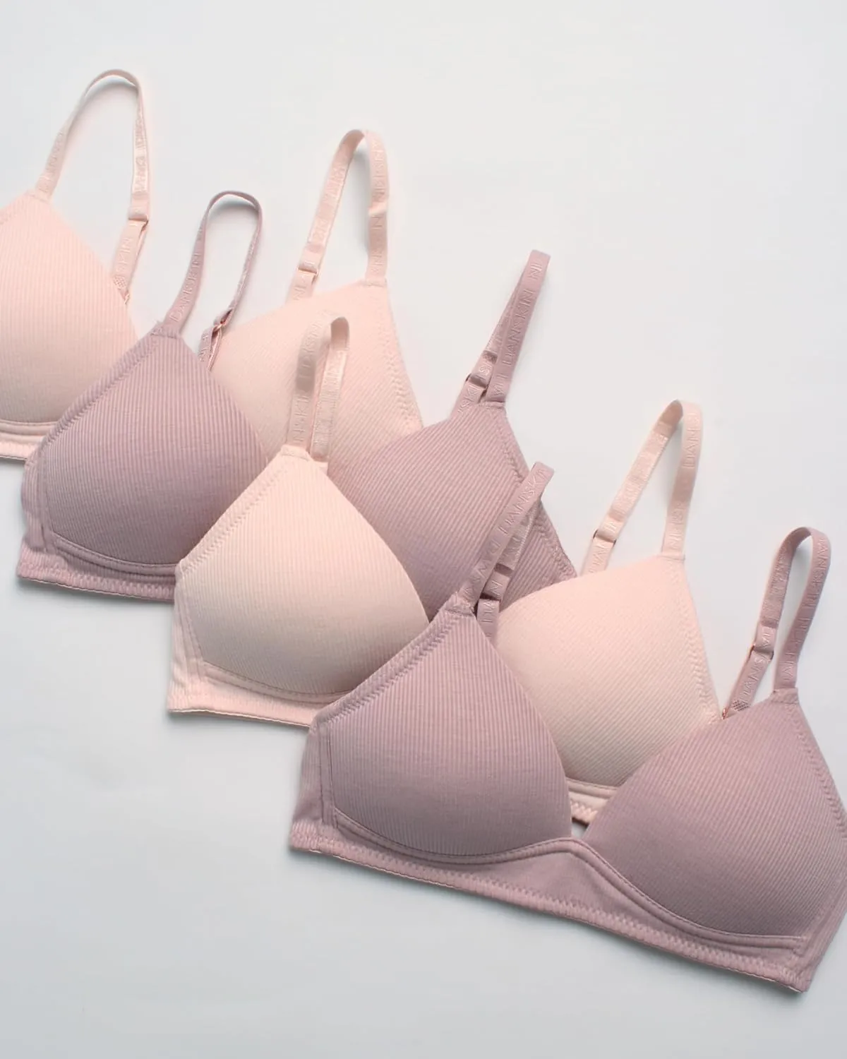 Danskin Girls' Wireless Molded Cup BraTraining Bra, 4 Pack