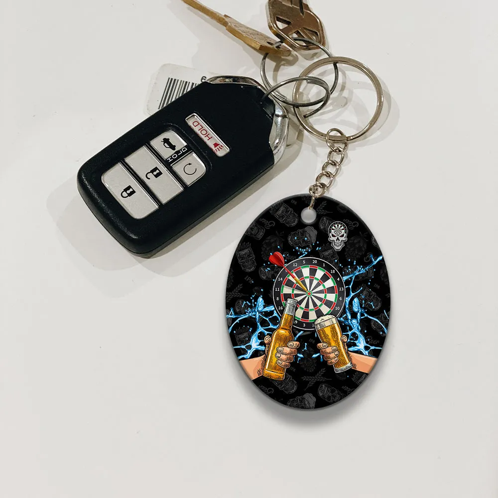 Darts And Beer That's Why I'm Here (Blue) Keychain For Darts Player
