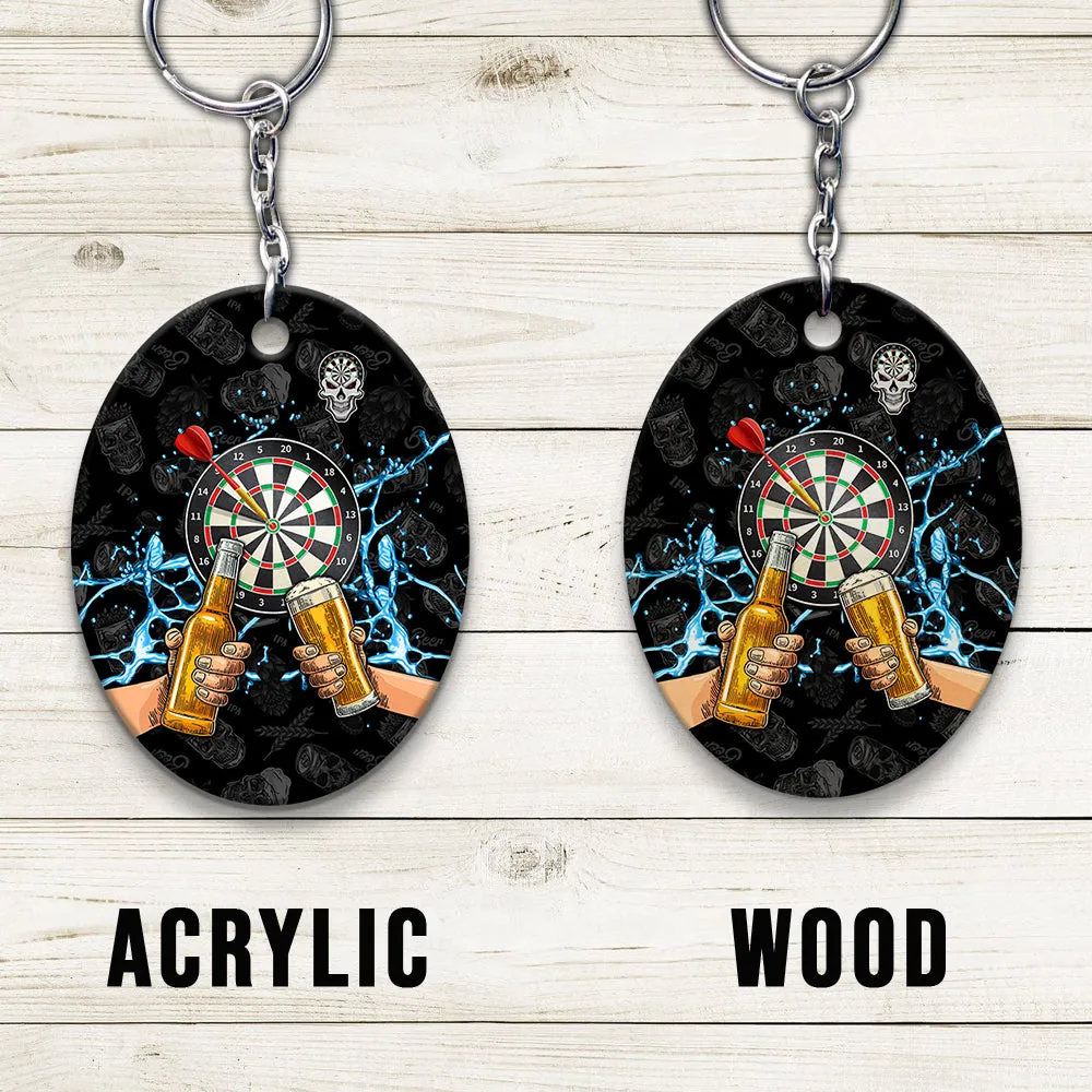 Darts And Beer That's Why I'm Here (Blue) Keychain For Darts Player