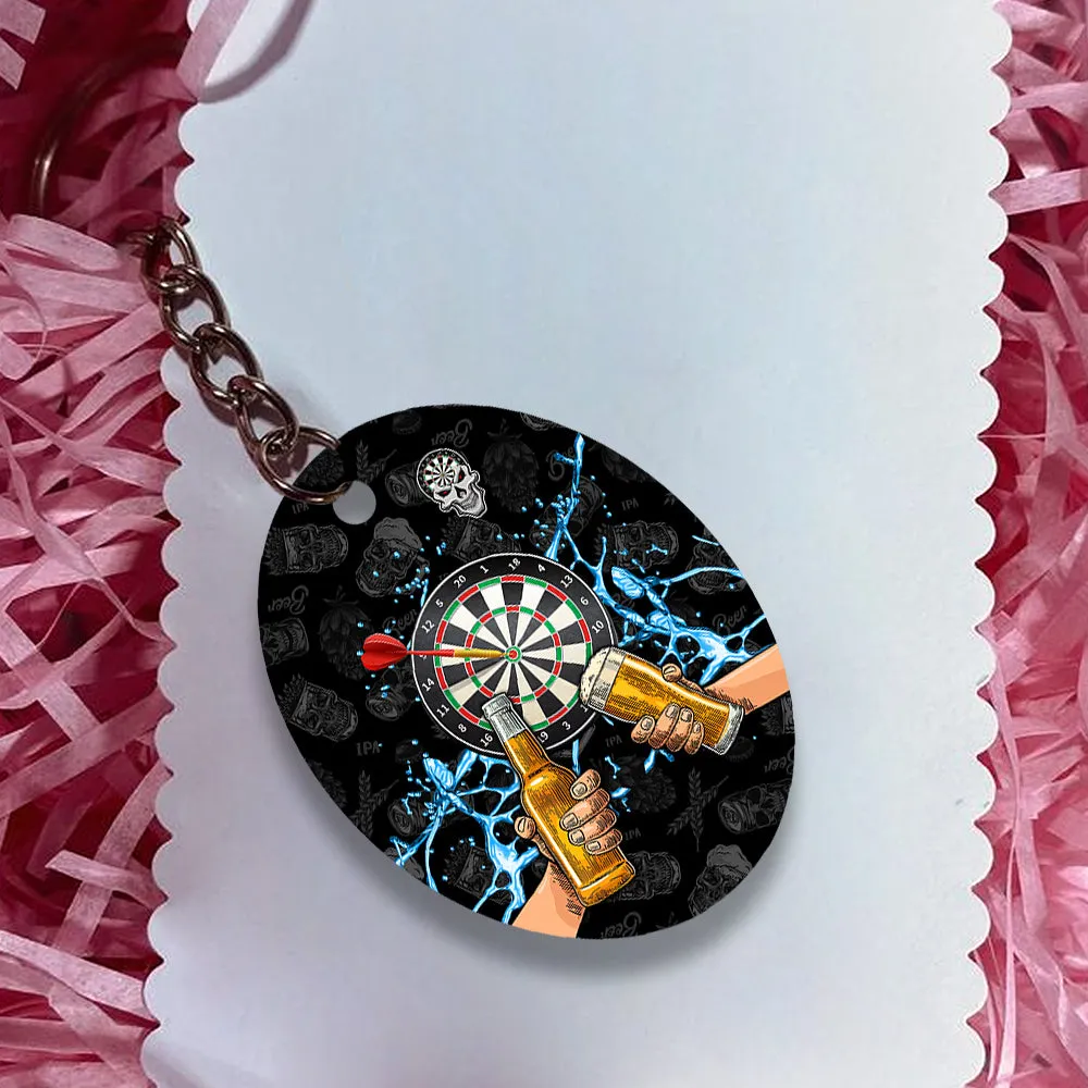 Darts And Beer That's Why I'm Here (Blue) Keychain For Darts Player