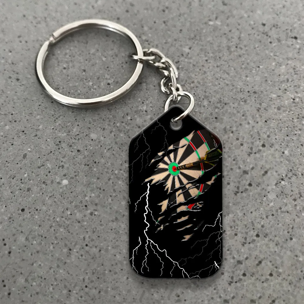 Darts Paint Splash Personalized Name Viking And Darts Keychain For Dart Team Player