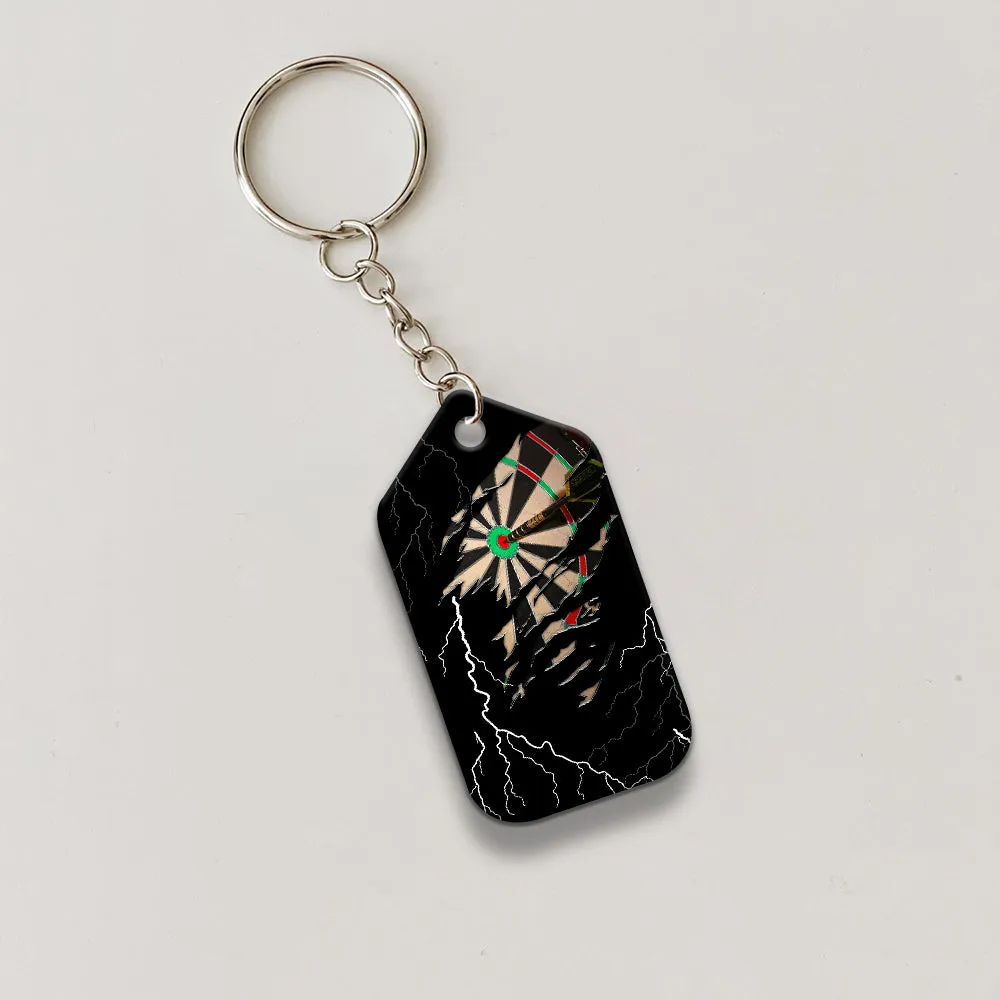 Darts Paint Splash Personalized Name Viking And Darts Keychain For Dart Team Player