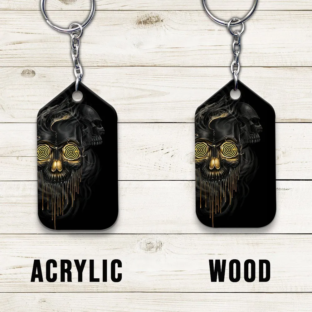 Darts Skull Shut Up and Throw Keychain For Darts Player