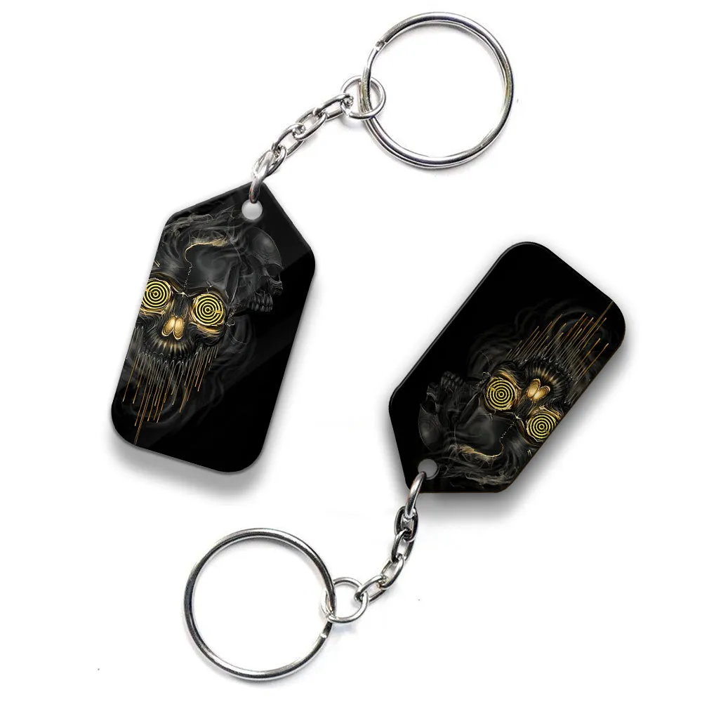 Darts Skull Shut Up and Throw Keychain For Darts Player