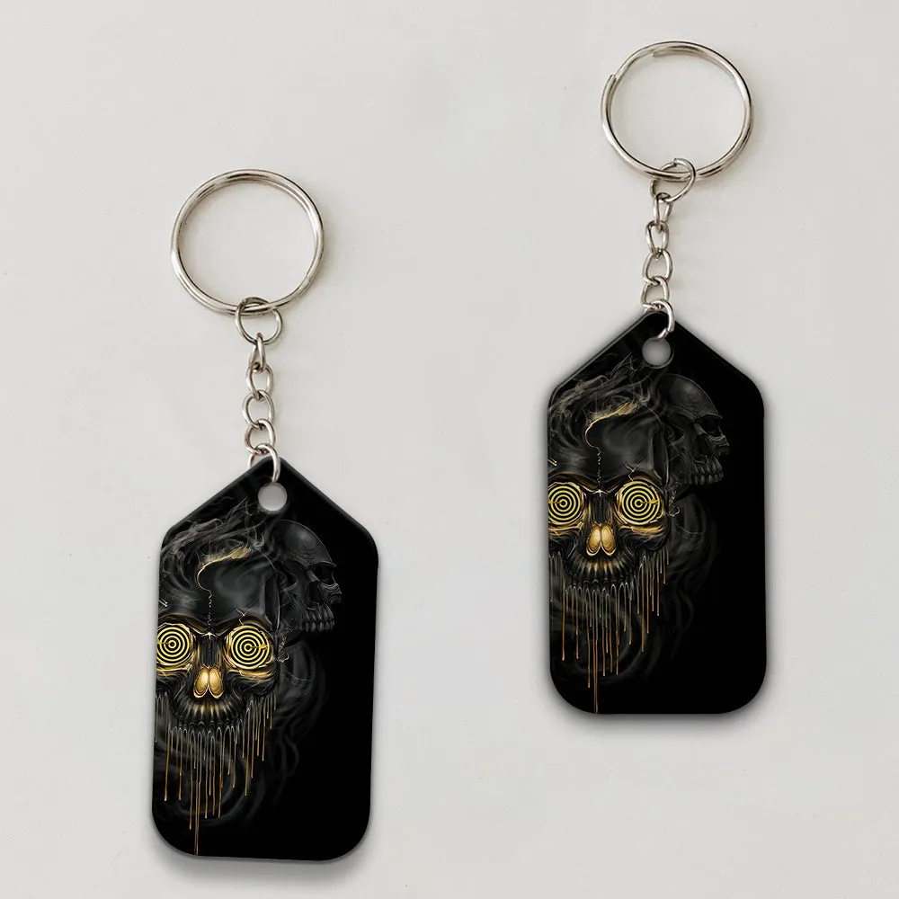 Darts Skull Shut Up and Throw Keychain For Darts Player