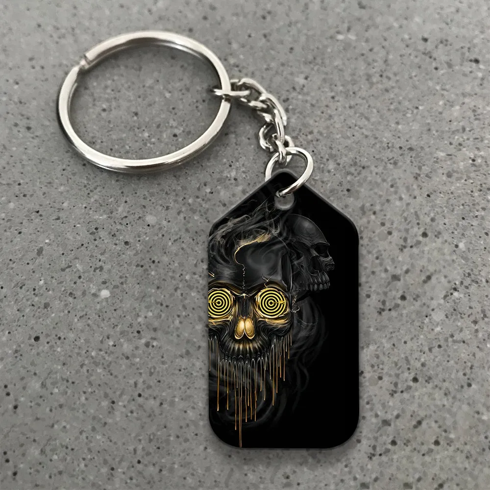 Darts Skull Shut Up and Throw Keychain For Darts Player
