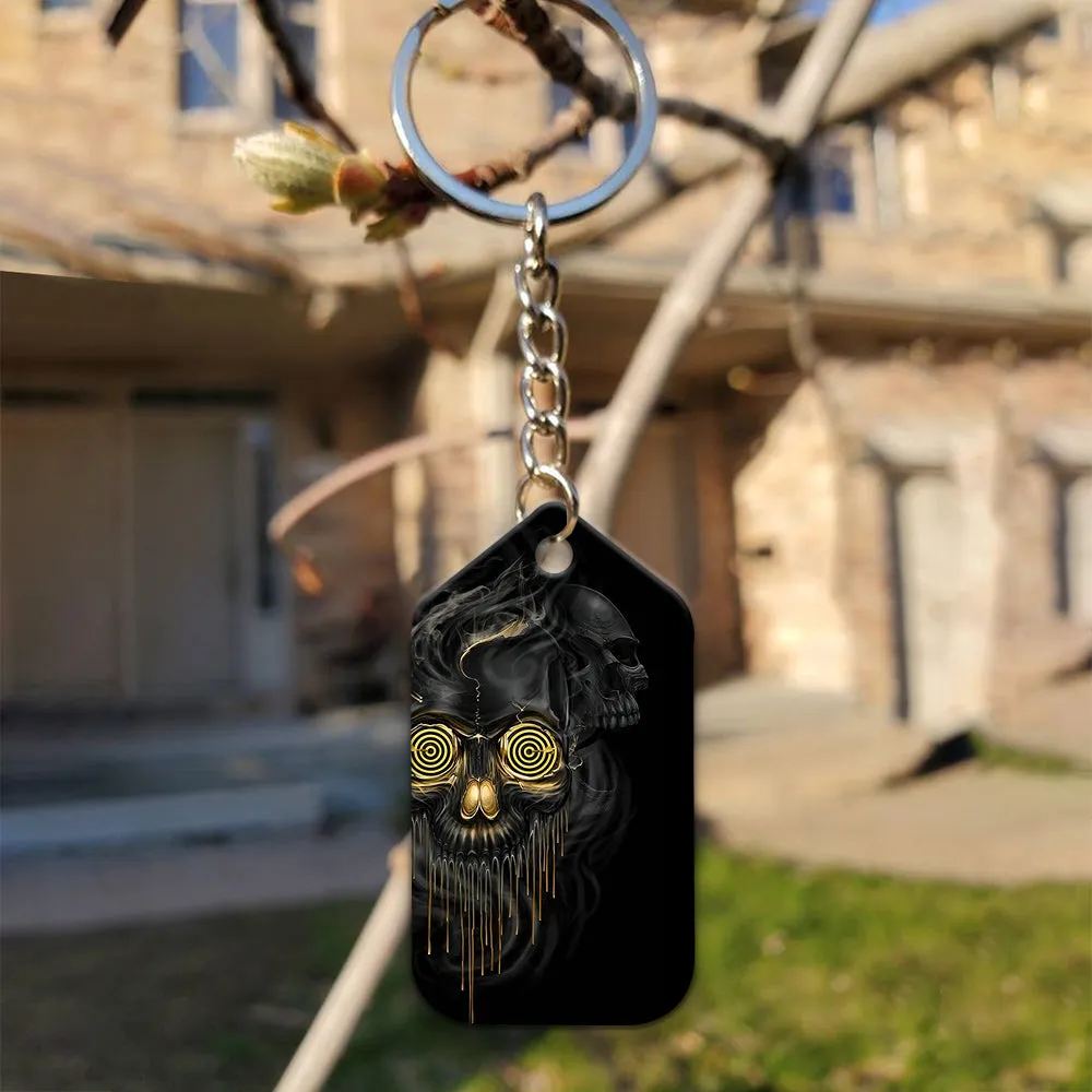 Darts Skull Shut Up and Throw Keychain For Darts Player