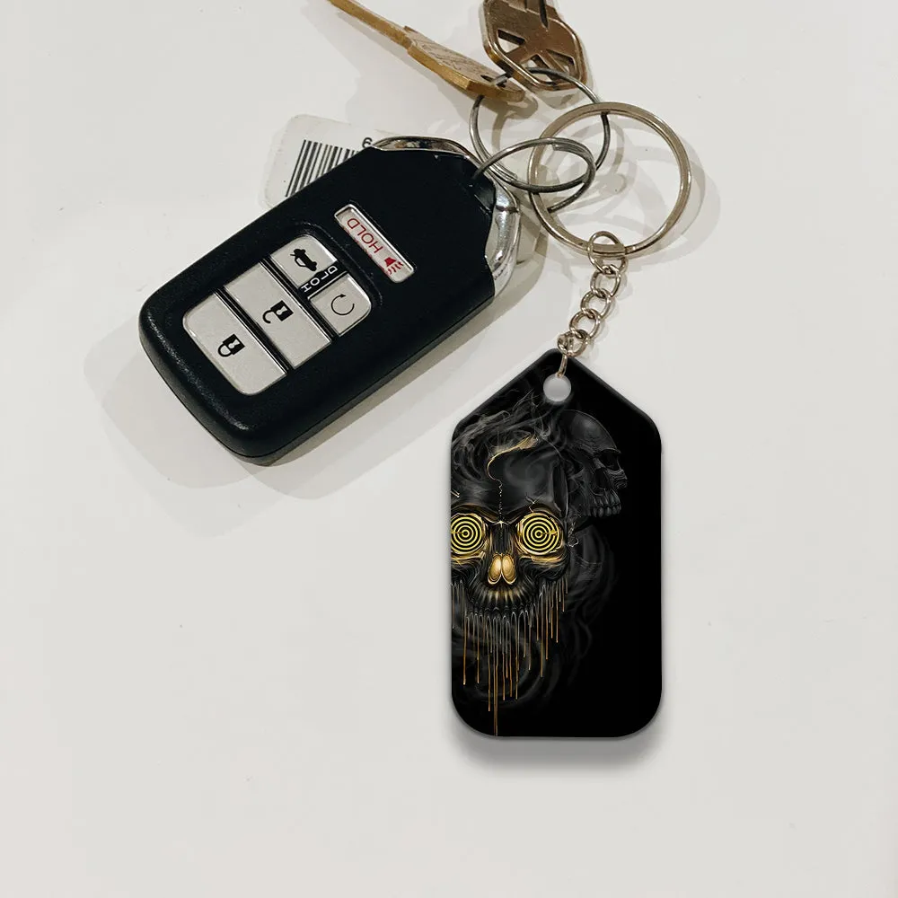 Darts Skull Shut Up and Throw Keychain For Darts Player