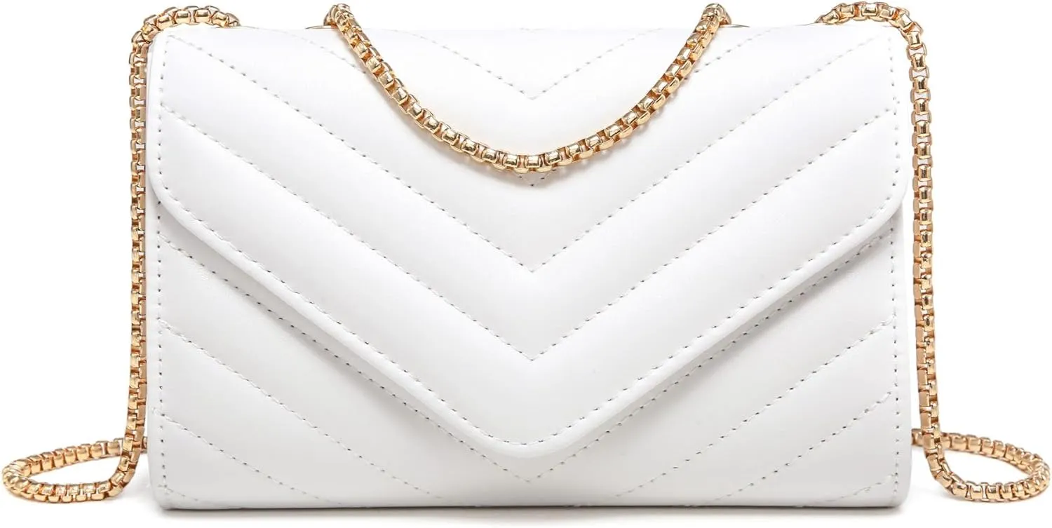 Dasein Women Small Quilted Crossbody Bags Stylish Designer Evening Bag Clutch Purses and Handbags with Chain Shoulder Strap