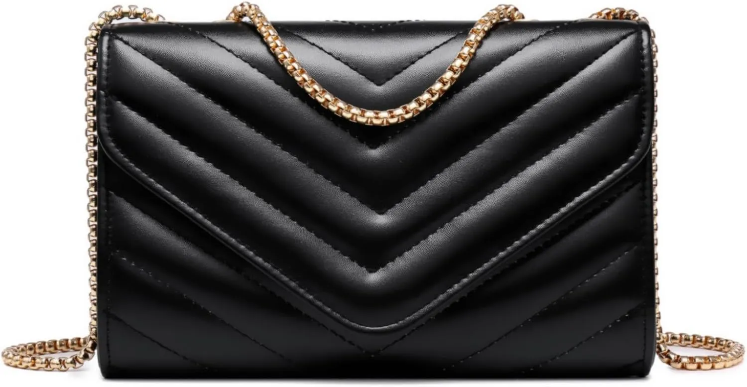 Dasein Women Small Quilted Crossbody Bags Stylish Designer Evening Bag Clutch Purses and Handbags with Chain Shoulder Strap
