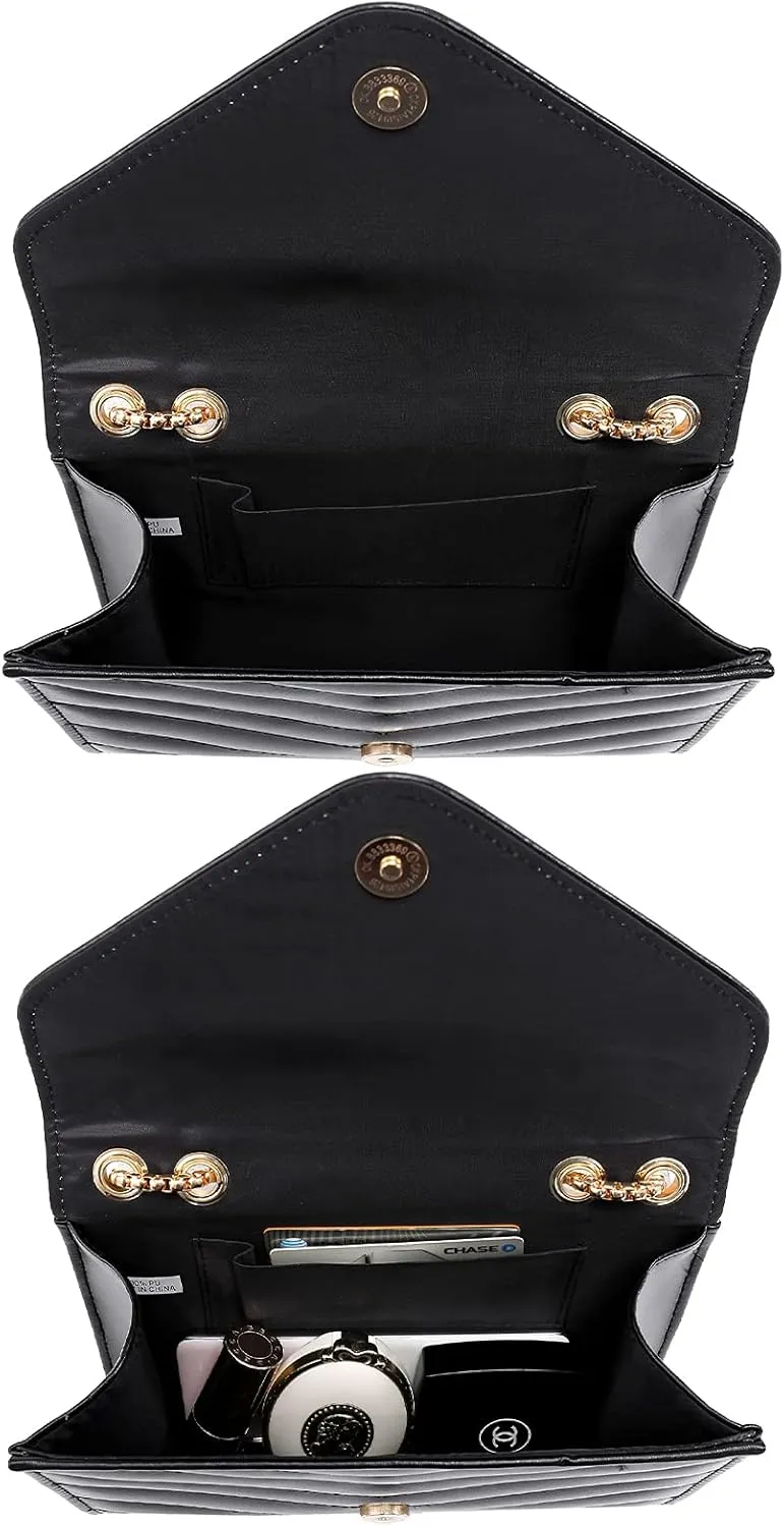 Dasein Women Small Quilted Crossbody Bags Stylish Designer Evening Bag Clutch Purses and Handbags with Chain Shoulder Strap