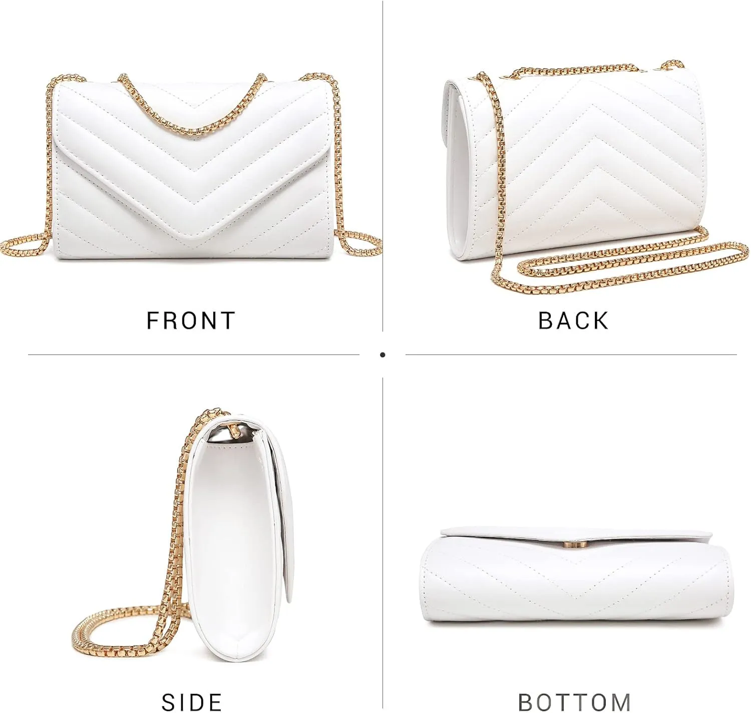 Dasein Women Small Quilted Crossbody Bags Stylish Designer Evening Bag Clutch Purses and Handbags with Chain Shoulder Strap