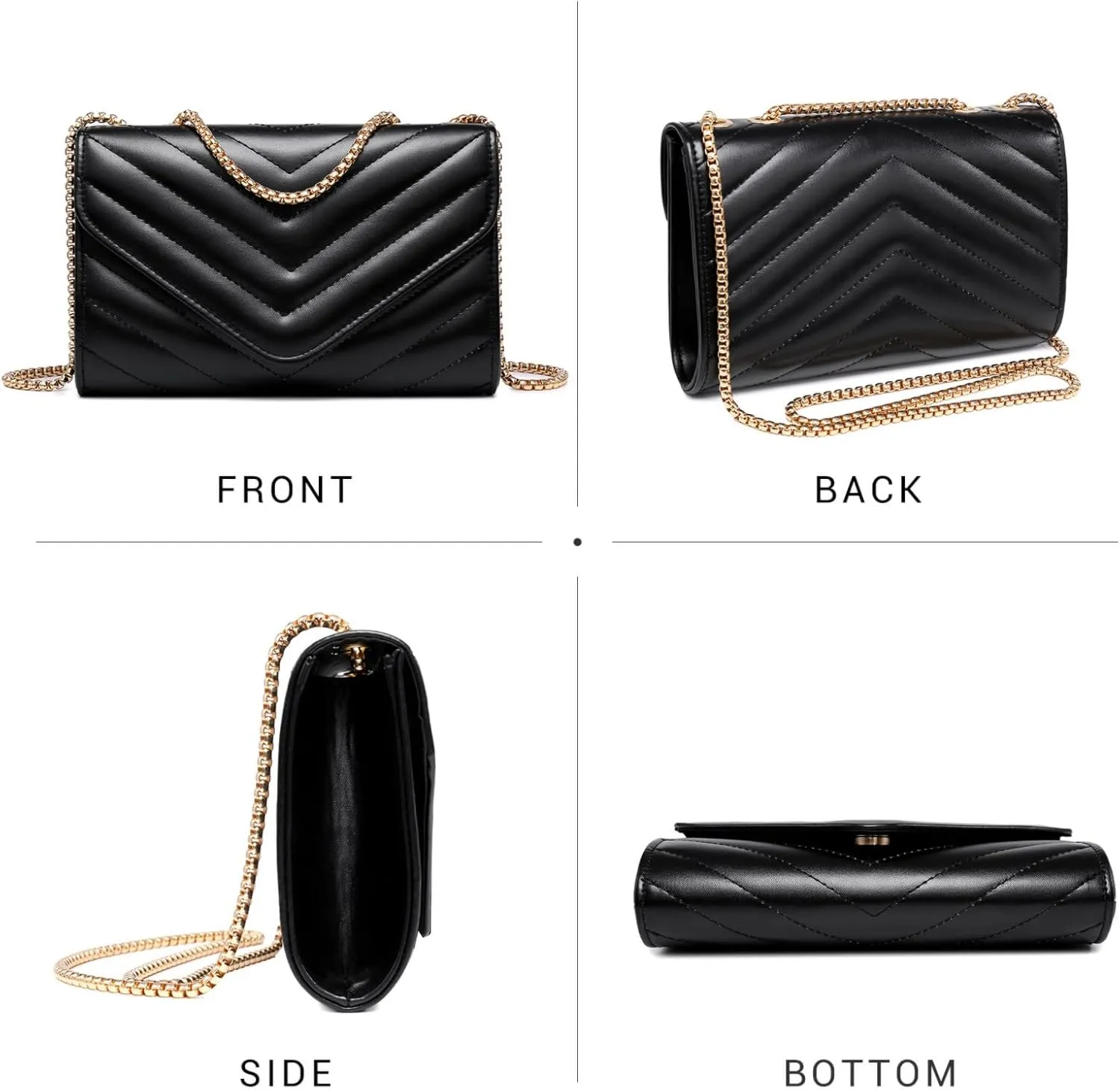 Dasein Women Small Quilted Crossbody Bags Stylish Designer Evening Bag Clutch Purses and Handbags with Chain Shoulder Strap