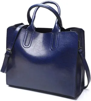 Dayfine Women's Large Capacity Handbag Retro Oil Wax PU Leather Shoulder Shopping Bag