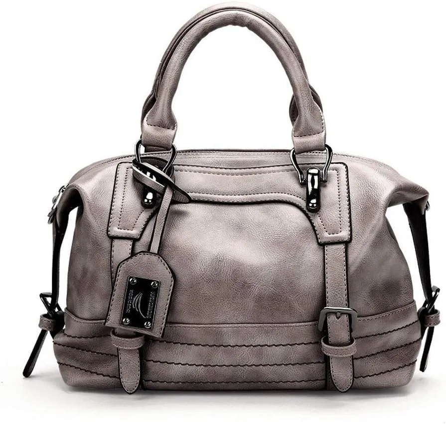 Dayfine Women's Retro Handbag Oil Wax Leather Temperament Pendant Shopping Bag