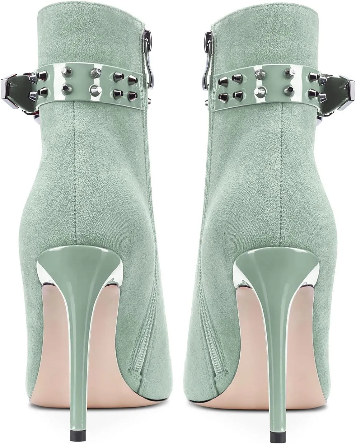 DearOnly Womens Short Bootie Ankle Boots Closed Pointed Toe Stiletto Heel Ankle Strap Suede Dress Shoes Vintage Classic Sexy 4 Inch