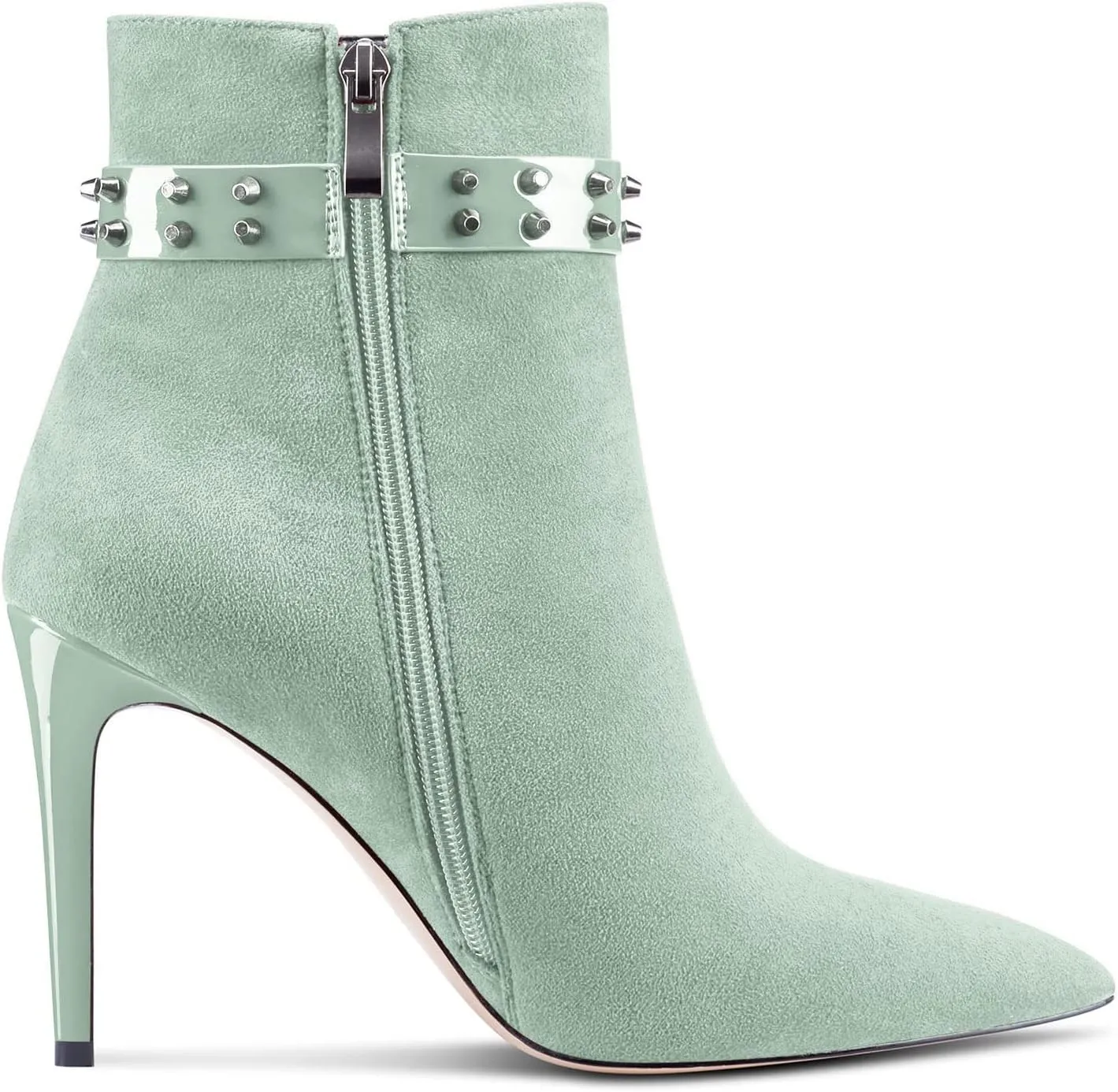 DearOnly Womens Short Bootie Ankle Boots Closed Pointed Toe Stiletto Heel Ankle Strap Suede Dress Shoes Vintage Classic Sexy 4 Inch
