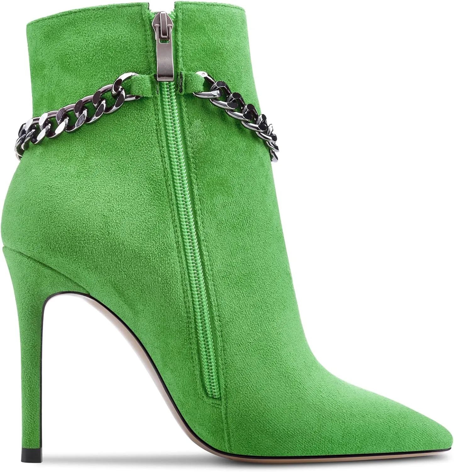 DearOnly Womens Short Bootie Ankle Boots Mid Calf Pointed Toe Stiletto High Heel Suede Dress Shoes Vintage Classic Zipper 4 Inch