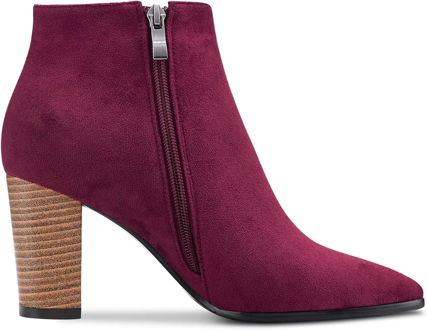 DearOnly Womens Short Bootie Ankle Boots Pointed Toe Block Chunky High Heel Suede Dress Shoes Vintage Classic Zipper 3 Inch