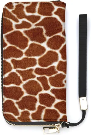 Deer Leopard Pattern Women's Leather Long Large Capacity Wallet Clutch Wallet with Hand Strap, 20x10.5cm, style-18-3