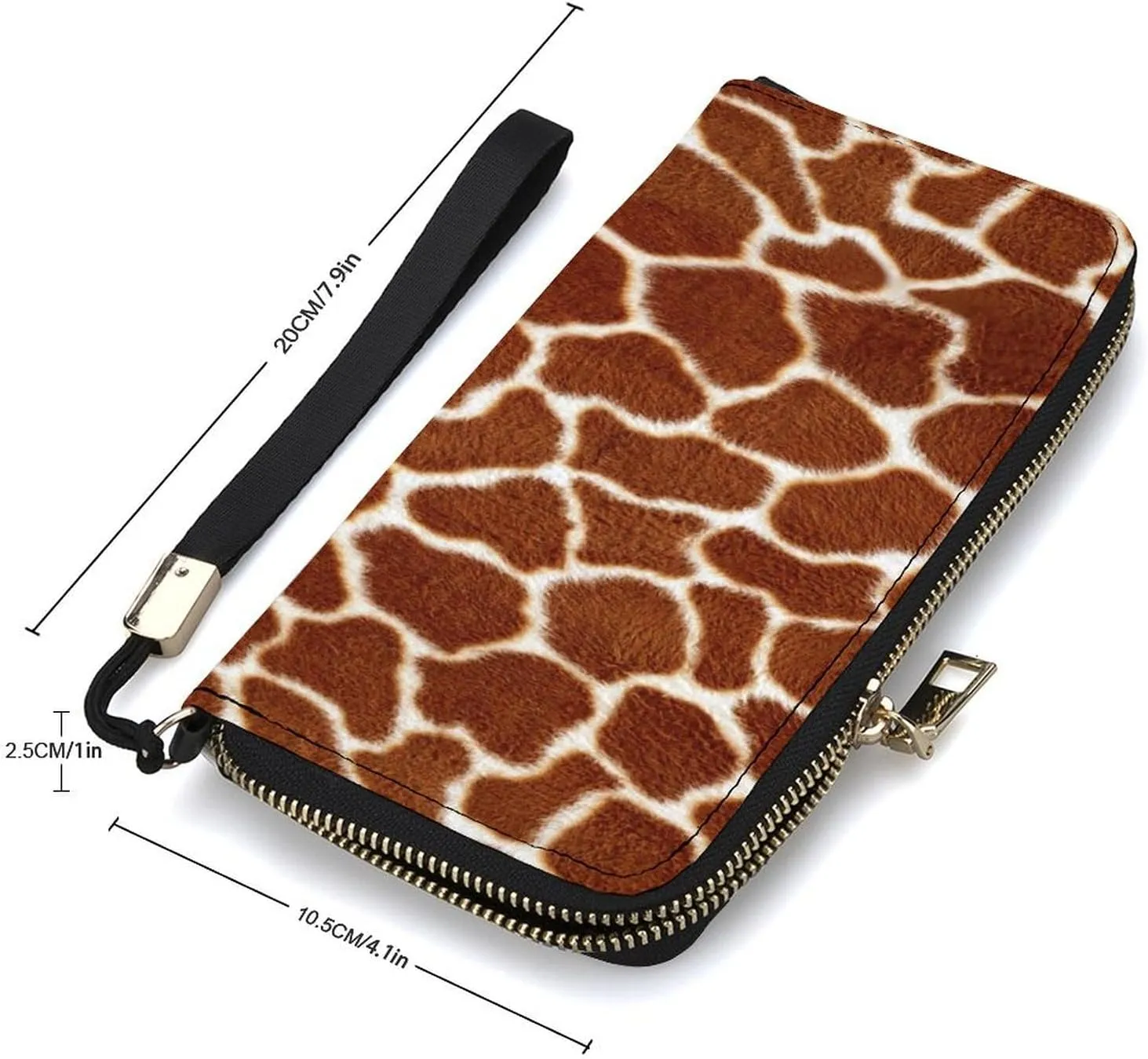 Deer Leopard Pattern Women's Leather Long Large Capacity Wallet Clutch Wallet with Hand Strap, 20x10.5cm, style-18-3