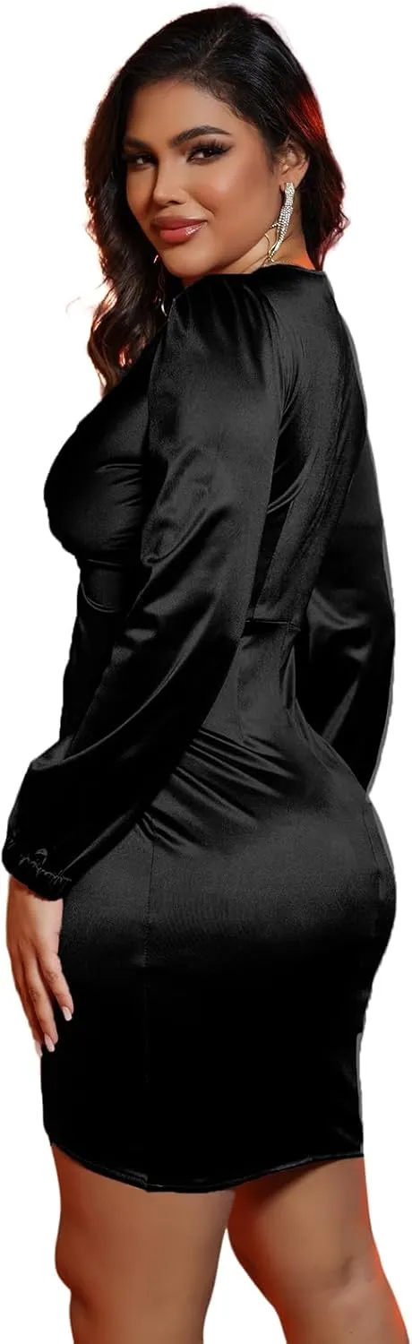 DeftSharp Womens Ruched Formal Bodycon Zipper Graduation Dresses-Elegant Cocktail Party Wedding Midi Dress