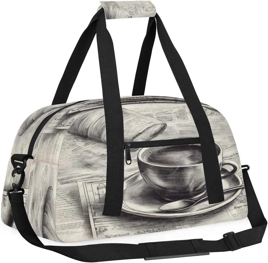 Delicious Coffee Kids Overnighter Duffel Bags for Boys, Carry-On Size Sports Gym Bag with Front Zipper Pocket for School Practice or Overnight Travel Weekender Sleepover Tote Bag