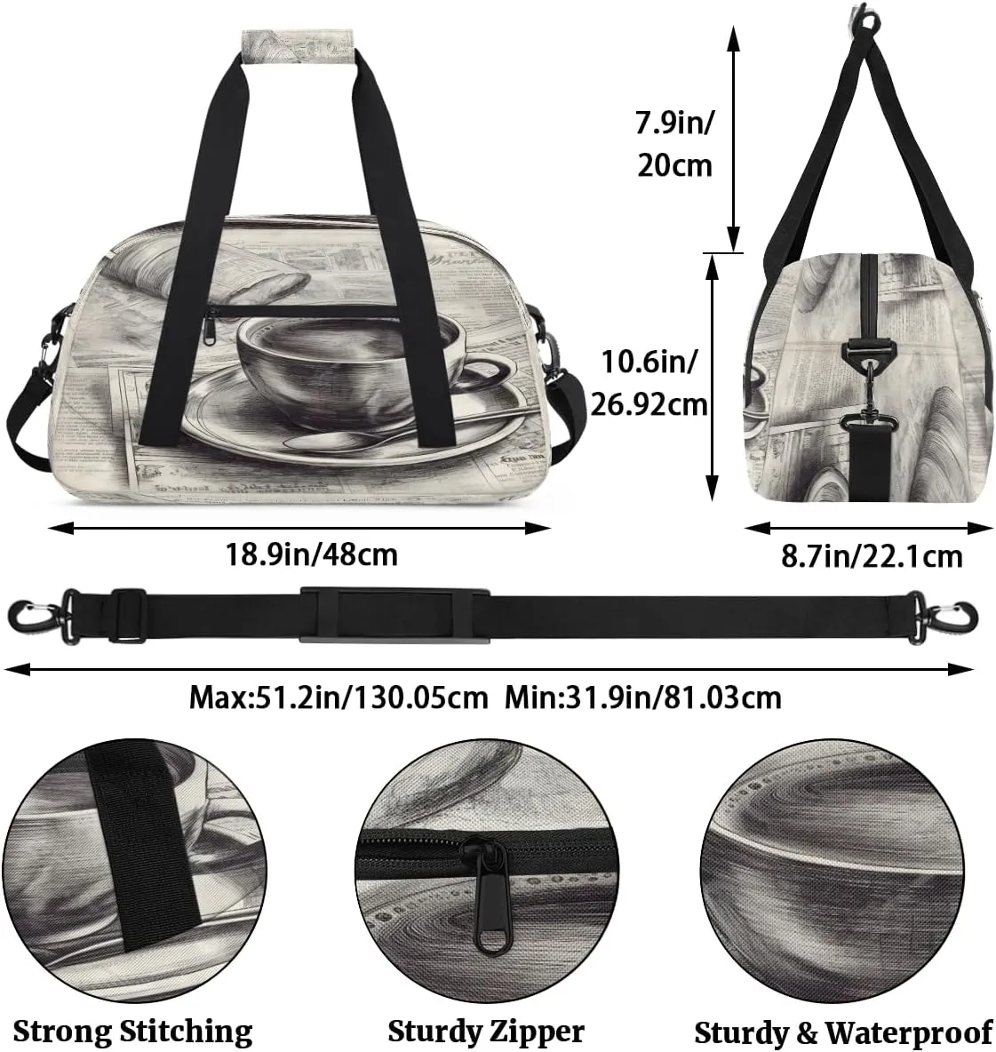 Delicious Coffee Kids Overnighter Duffel Bags for Boys, Carry-On Size Sports Gym Bag with Front Zipper Pocket for School Practice or Overnight Travel Weekender Sleepover Tote Bag