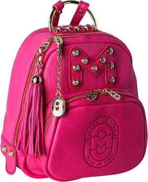 Designer Backpack Purse Bucket Fuchsia Pink Leather Tote Bag Italian Handbag