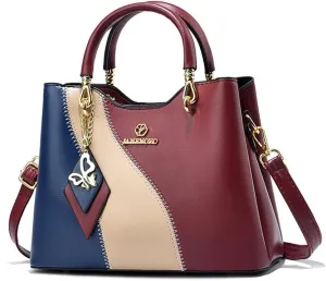 Designer Satchel Handbags Stylish Triple Compartment Top Handle Purses for Women