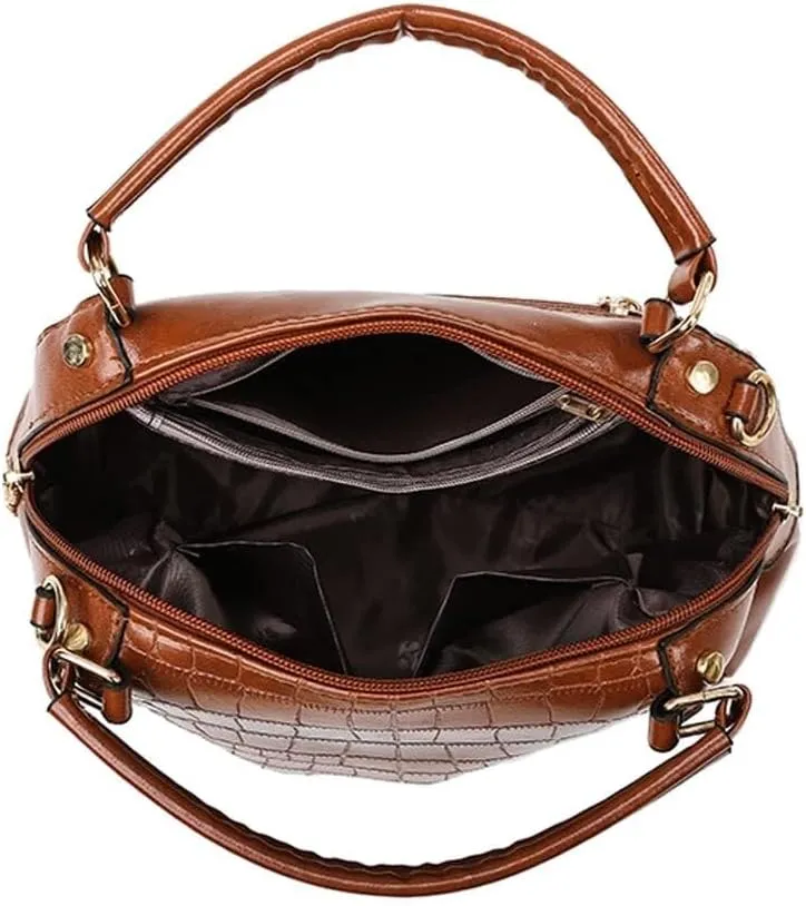 Designer Shoulder Leather Crossbody Satchel Crocodile Pattern Top Handle Women's Handbags Totes