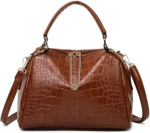 Designer Shoulder Leather Crossbody Satchel Crocodile Pattern Top Handle Women's Handbags Totes