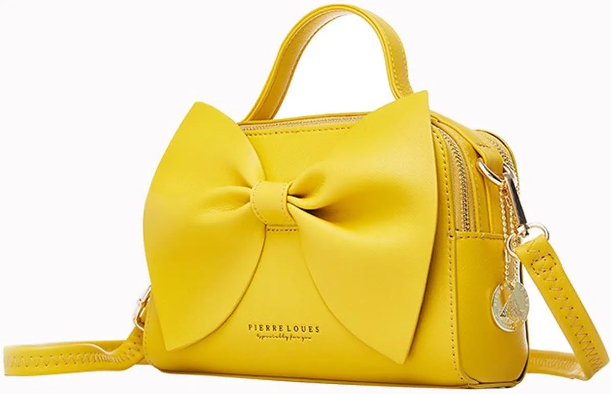 Designer Small Handbags for Women with Top Carry Handle and Cute Bow Knot,Leather Purses and Over-Shoulder Strap