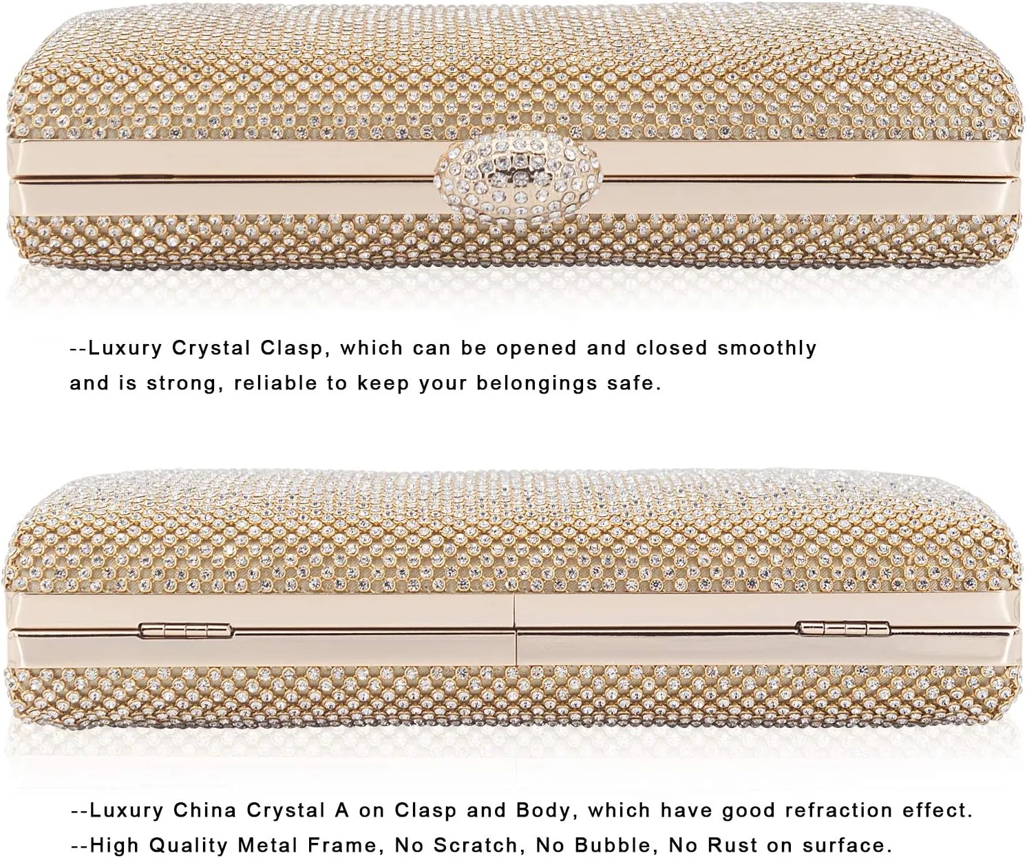 Dexmay Large Rhinestone Purse with Crystal Clasp Evening Clutch Bag Formal Party Handbag