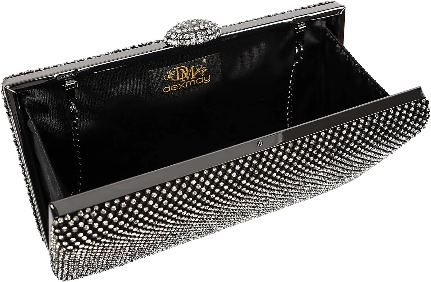 Dexmay Large Rhinestone Purse with Crystal Clasp Evening Clutch Bag Formal Party Handbag