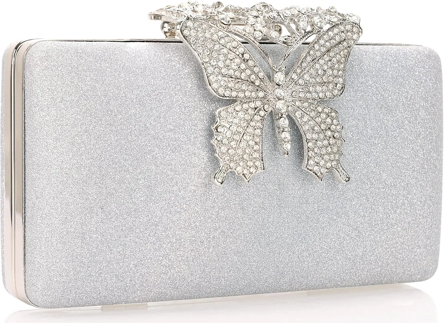 Dexmay Rhinestone Clutch Bag with Crystal Butterfly Clasp Women Evening Handbag Formal Party Purse