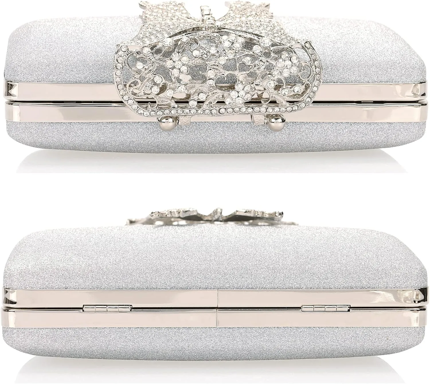 Dexmay Rhinestone Clutch Bag with Crystal Butterfly Clasp Women Evening Handbag Formal Party Purse