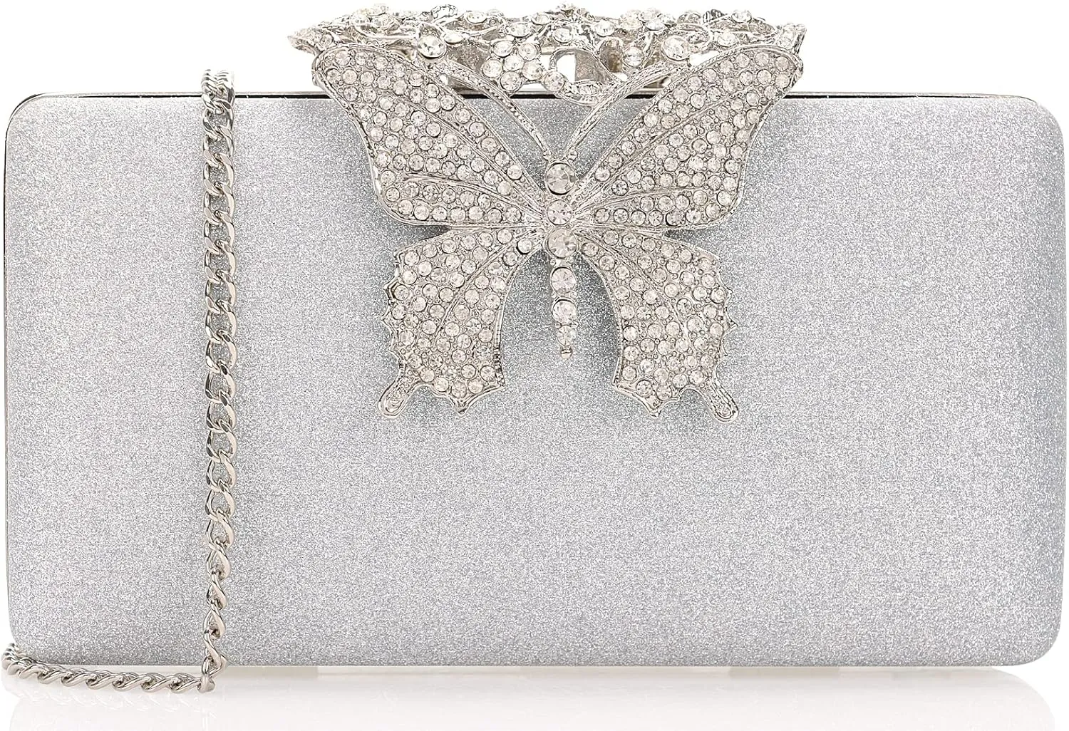 Dexmay Rhinestone Clutch Bag with Crystal Butterfly Clasp Women Evening Handbag Formal Party Purse