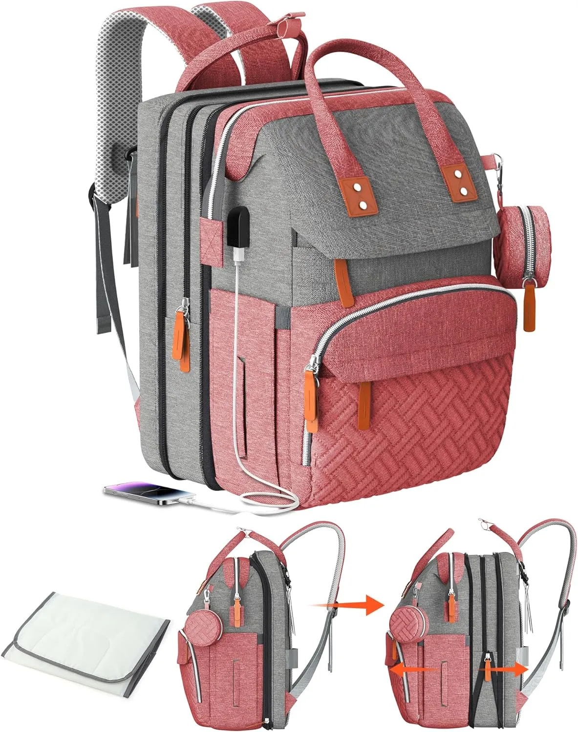 Diaper Bag Backpack, Large Diaper Bag, Multifunctional Diaper Bag, Diaper Bags…