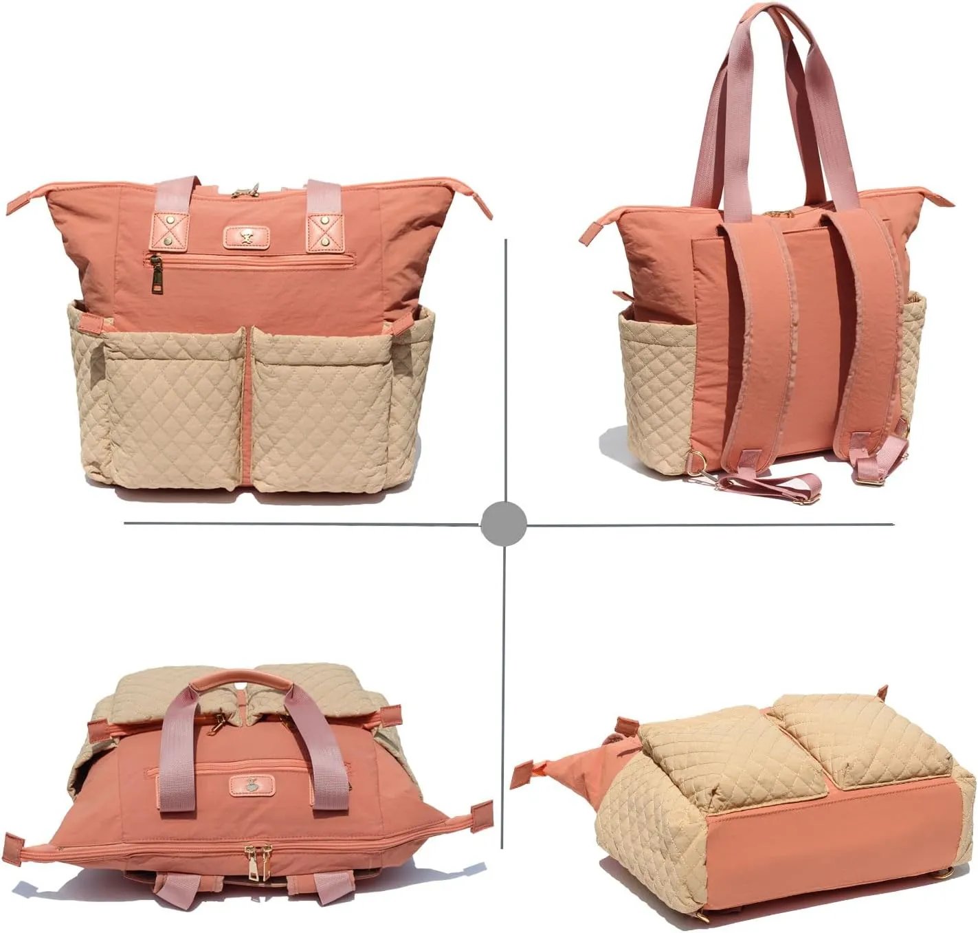 Diaper Tote Bag Totepack Backpack 2 in 1 for Women Multifunctional Large Capacity with Insulated Pockets Travel
