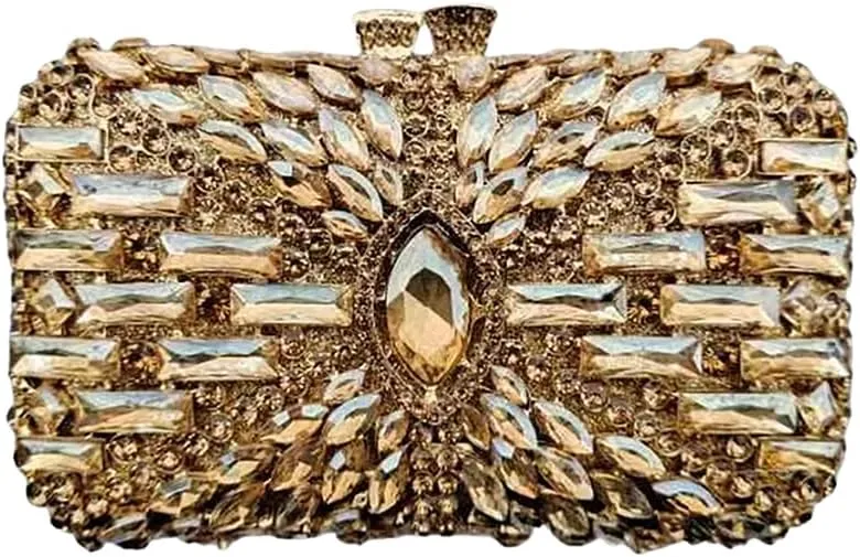DJBM Women Dazzling Crystal Clutch Handbag Sparkling Deluxe Rhinestone Crossbody Purse for Wedding Party Prom