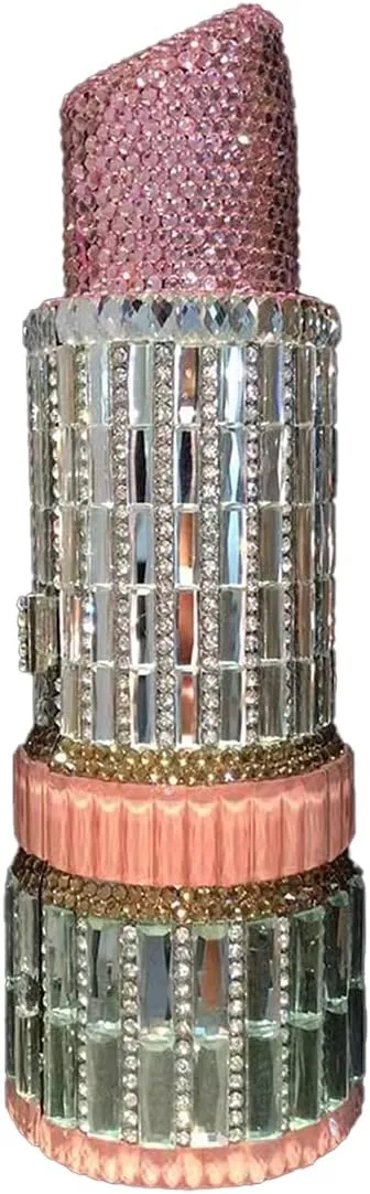 DJBM Women Lipstick Rhinestone Handbag Sparkling Deluxe Crystal Evening Clutch for Cocktail Prom