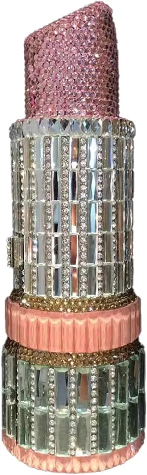 DJBM Women Lipstick Rhinestone Handbag Sparkling Deluxe Crystal Evening Clutch for Cocktail Prom