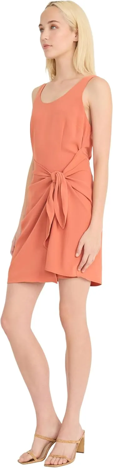 Donna Morgan Women's Sleeveless Scoop Neck Mini Side Tie Detail-Elegant Drapey Twill Wedding Guest Cocktail Dress