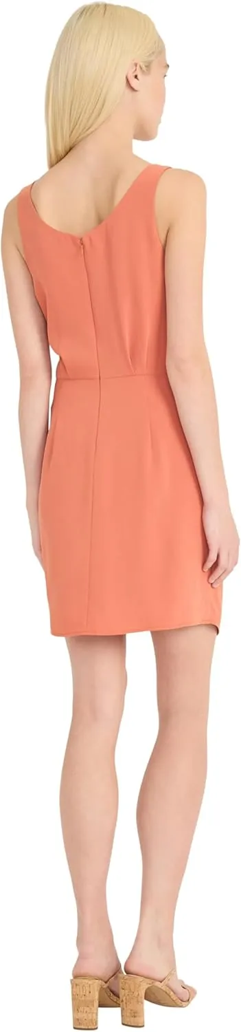 Donna Morgan Women's Sleeveless Scoop Neck Mini Side Tie Detail-Elegant Drapey Twill Wedding Guest Cocktail Dress