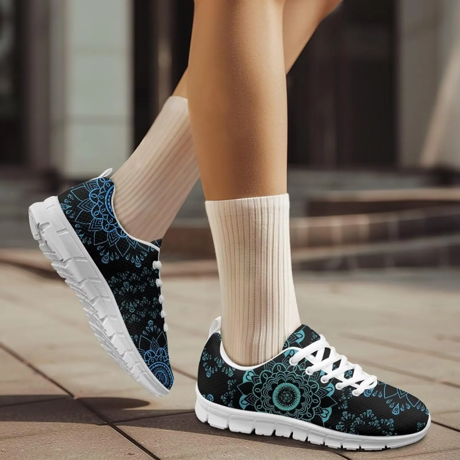 Doojoayie Wide Width Womens Running Shoes with Lace Up for Ladies Tennis Shoes
